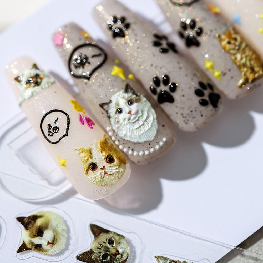 Mxbeauty Kartun Stiker Kuku Wanita Beruang Strawberry Rainbow Bunga Perekat Diri Nail Art Dekorasi
