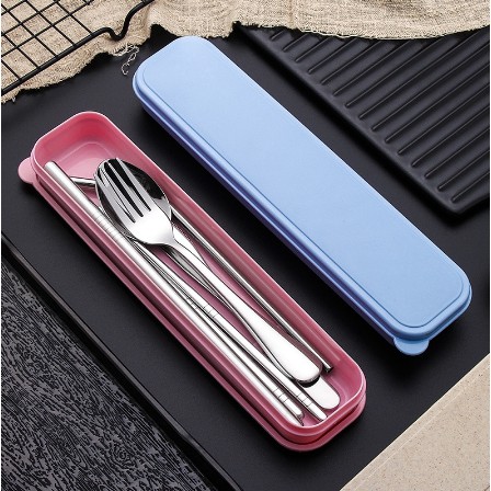 FULL SET 10 in 1 - Set Alat Makan - Pisau - Sumpit Portable Bahan Stainless Steel 410 Include Pouch