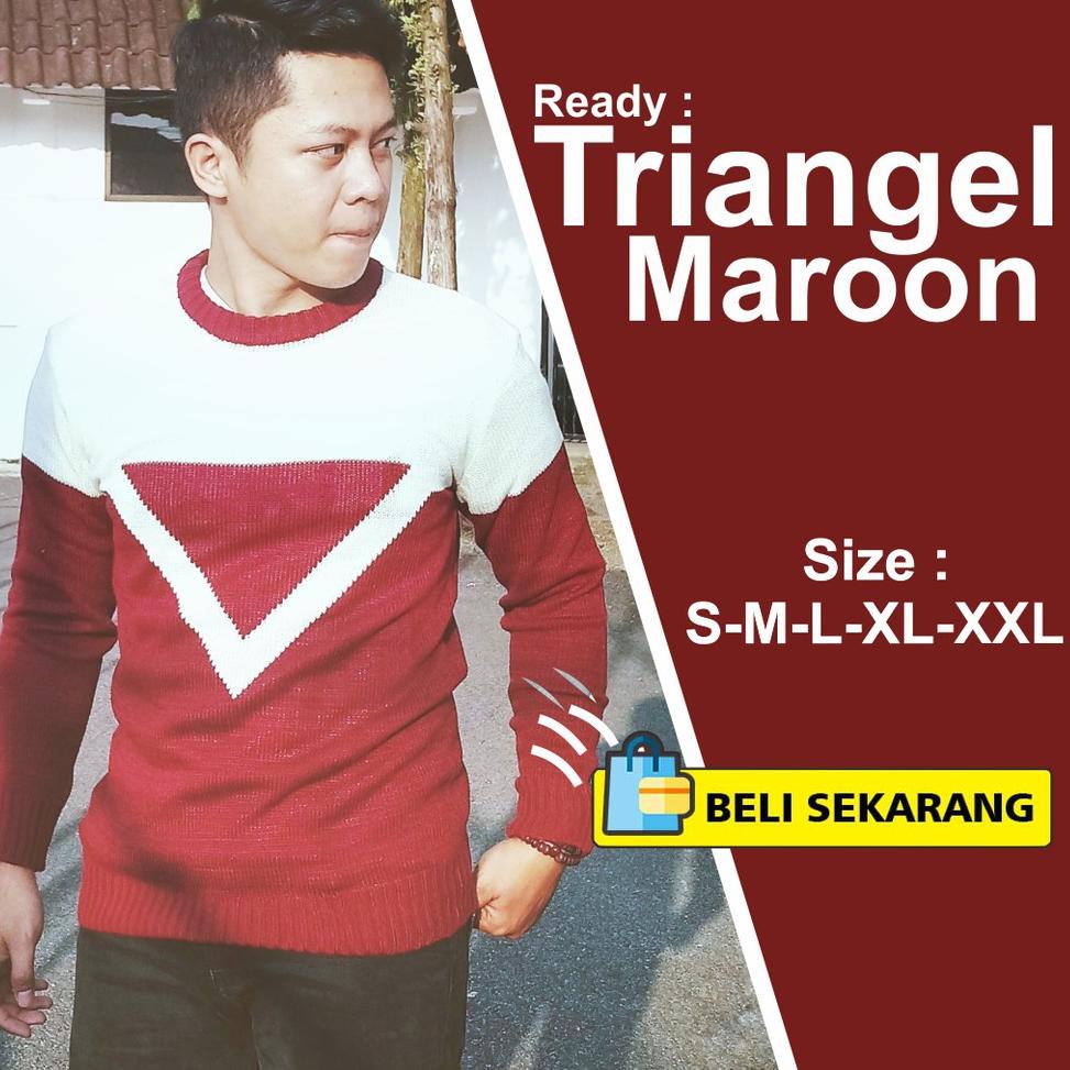 [KODE IWVFH] Baju Rajut sweater cowok Triangel S M L XL XXL XXXL 4XL Big Size