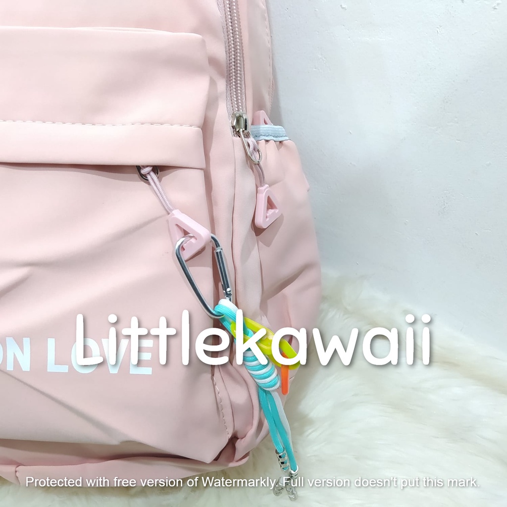 LK/Tas Ransel Laptop Backpack Parasut Sekolah Fashion Anak Remaja Design For Love Gantungan Import