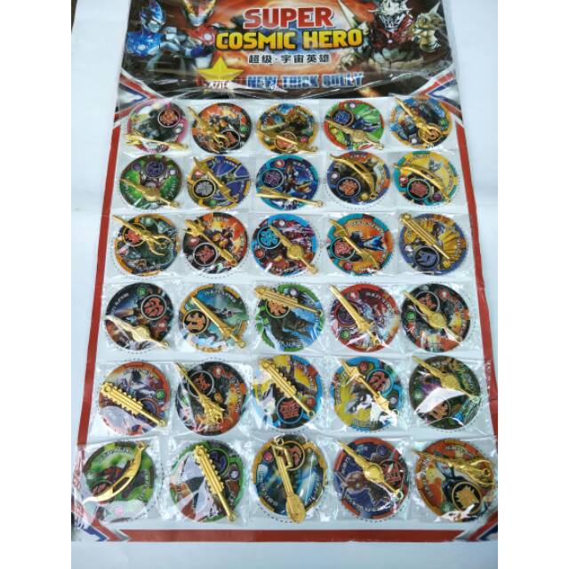 Mainan Tazos Ultraman Senjata Emas dapat 5tazos Bagus Koleksi Ultraman