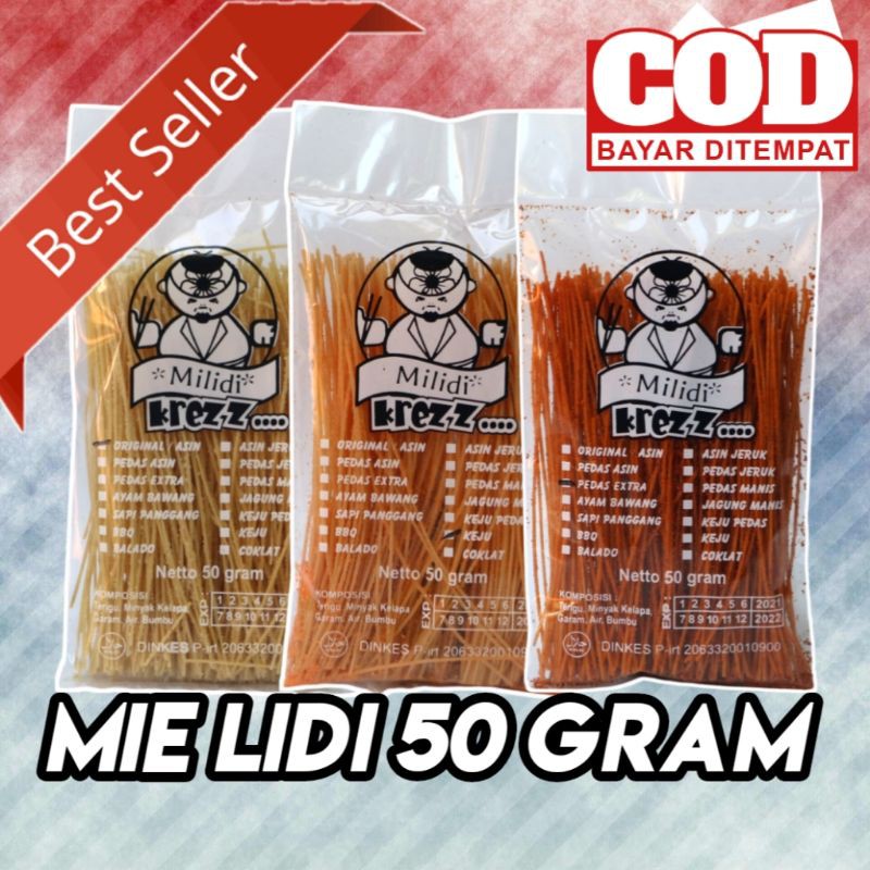 

Mie Lidi Milidikrezz 50 gr Snack Lidi Pedas