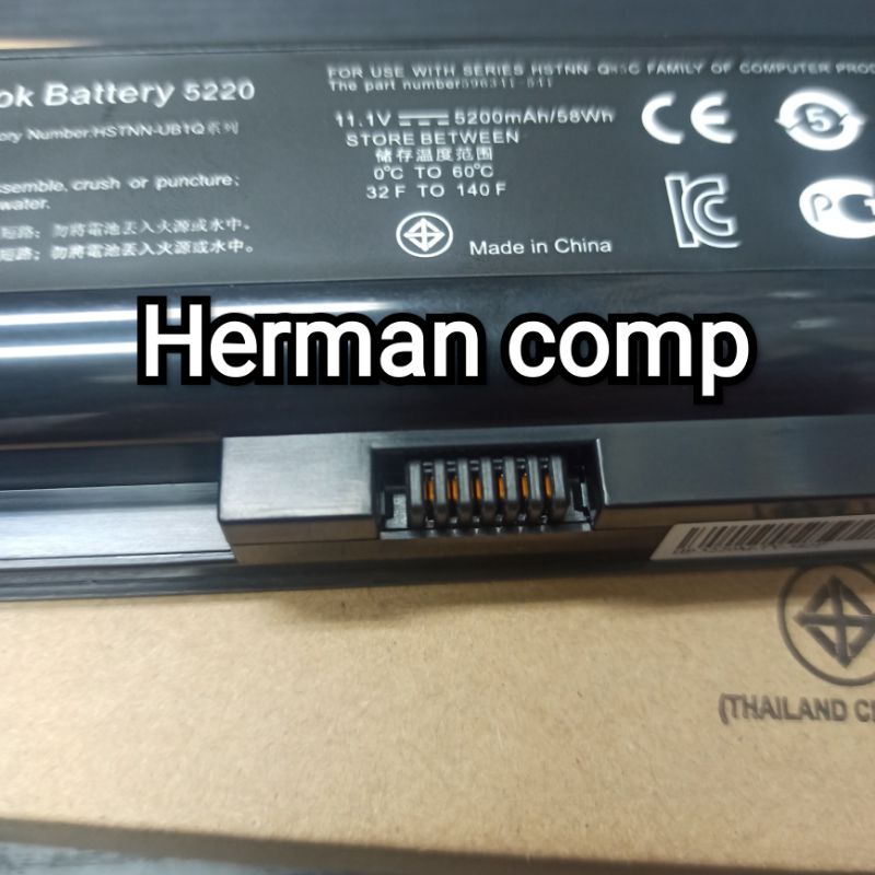 Baterai Hp ProBook 5220 5220M FE04 HSTNN-UB1Q HSTNN-Q85C HSTNN-CB1Q 5200mAh 58Wh