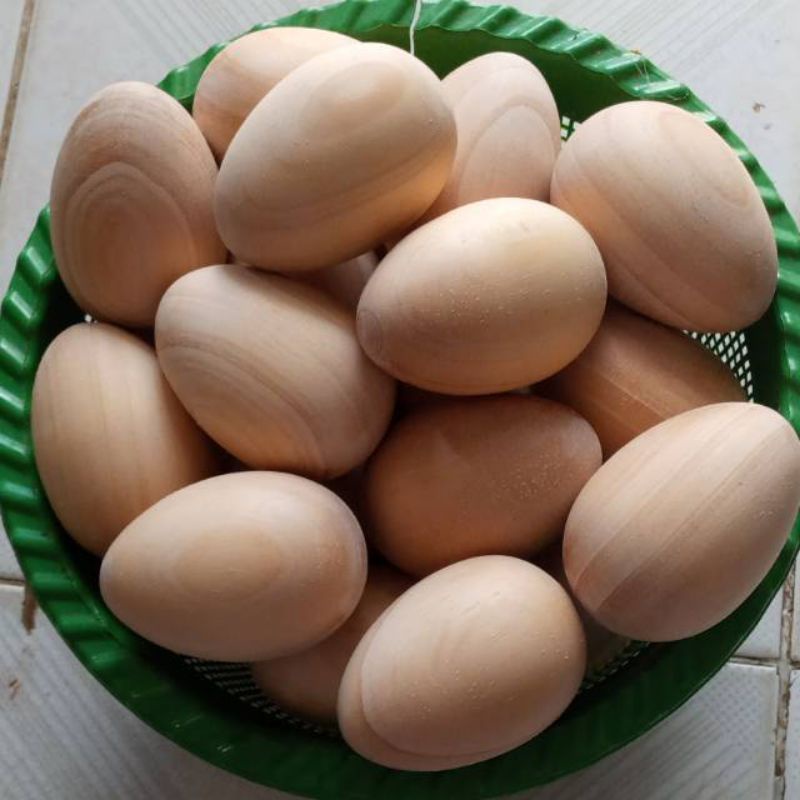 telur kayu estetik/ telur kayu natural / telur bahan kayu