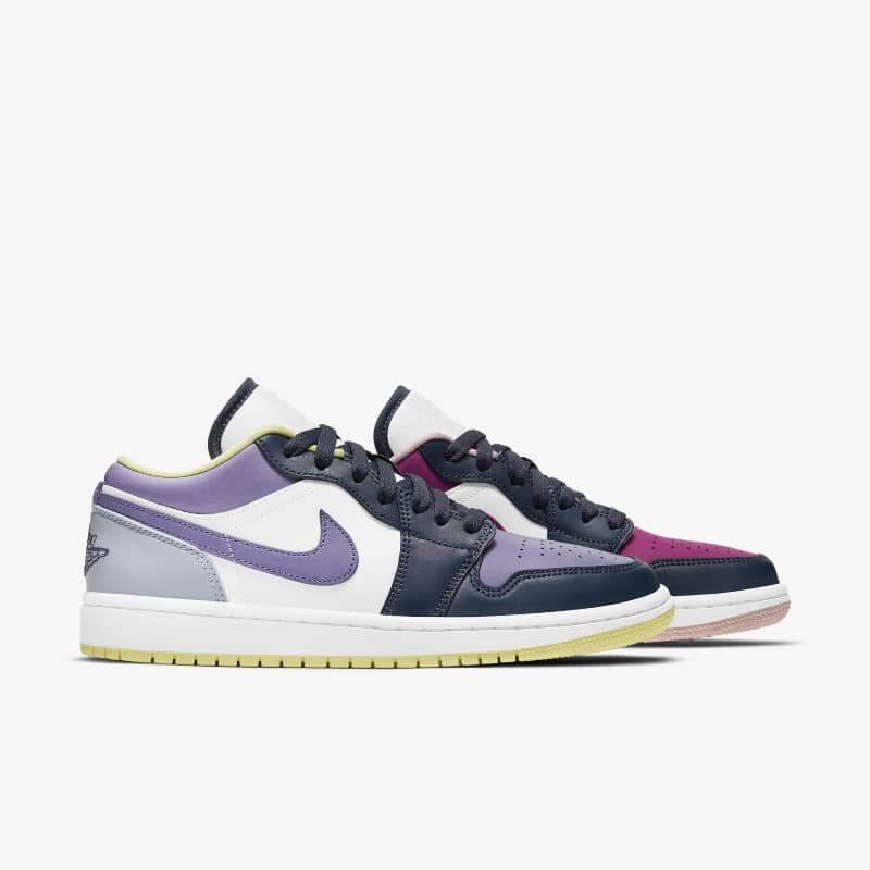 Nike Wmns Air Jordan 1 Low SE 'Mismatched' Purple Magenta Thunder Blue White Healing Orange Original