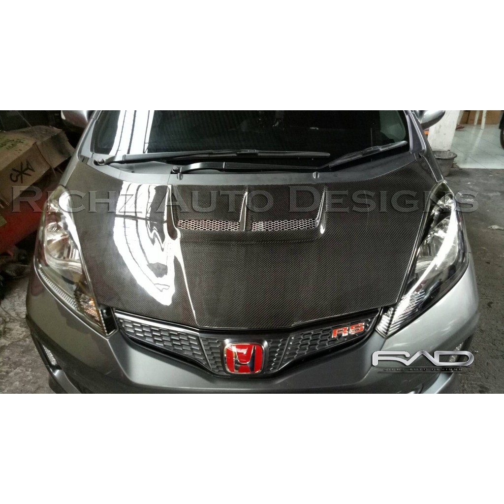 Kap Mesin Carbon Kevlar / Carbon Asli / Bahan Fiber untuk Honda Jazz