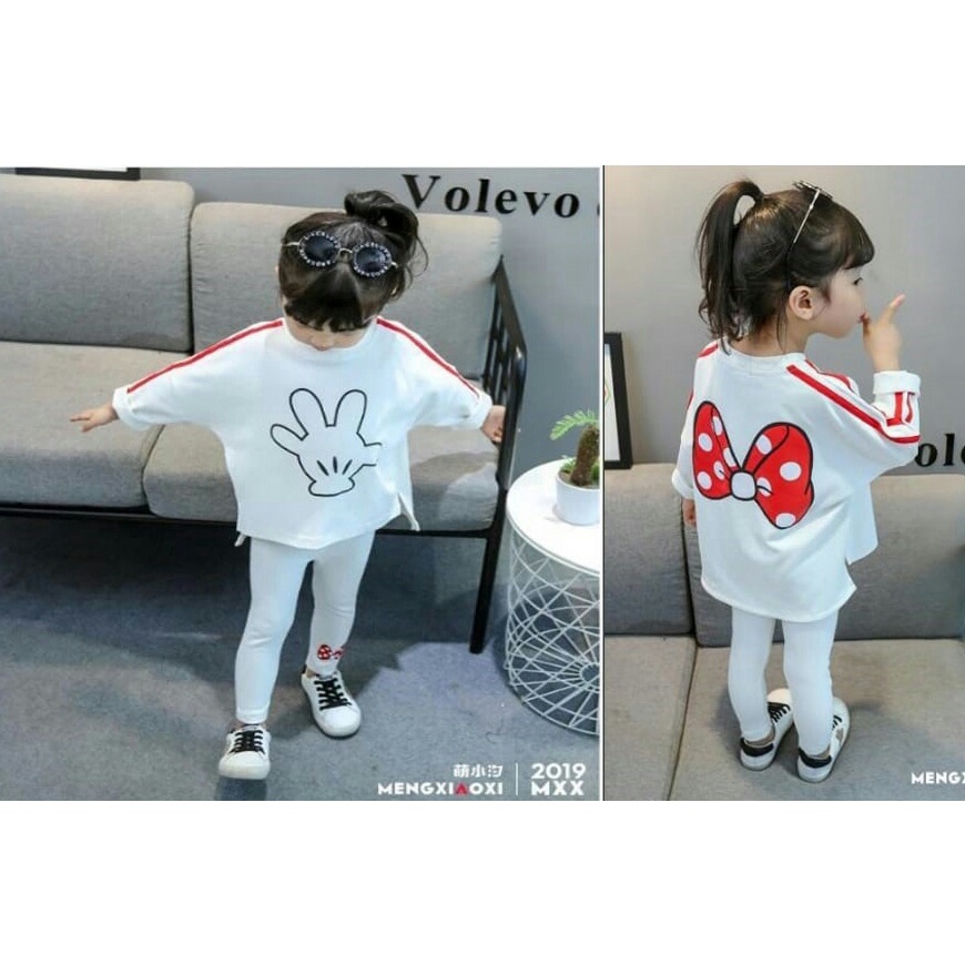 Baju anak perempuan baju panjang celana legging set MM 013 untuk anak umur 4-6 tahun MS