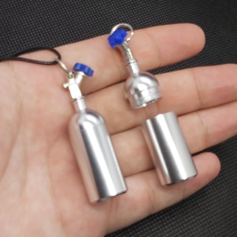 Kalung UNIK TABUNG GAS Miniatur SILVER BOTOL simpan obat foto