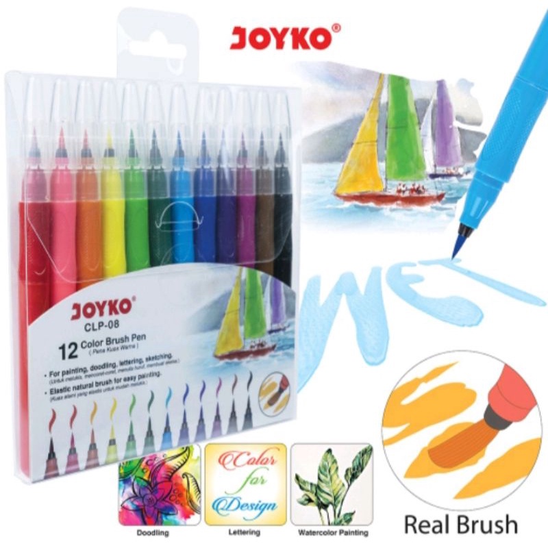 

Color Brush Pen Pena Kuas Warna Joyko CLP-08 12 Warna Color