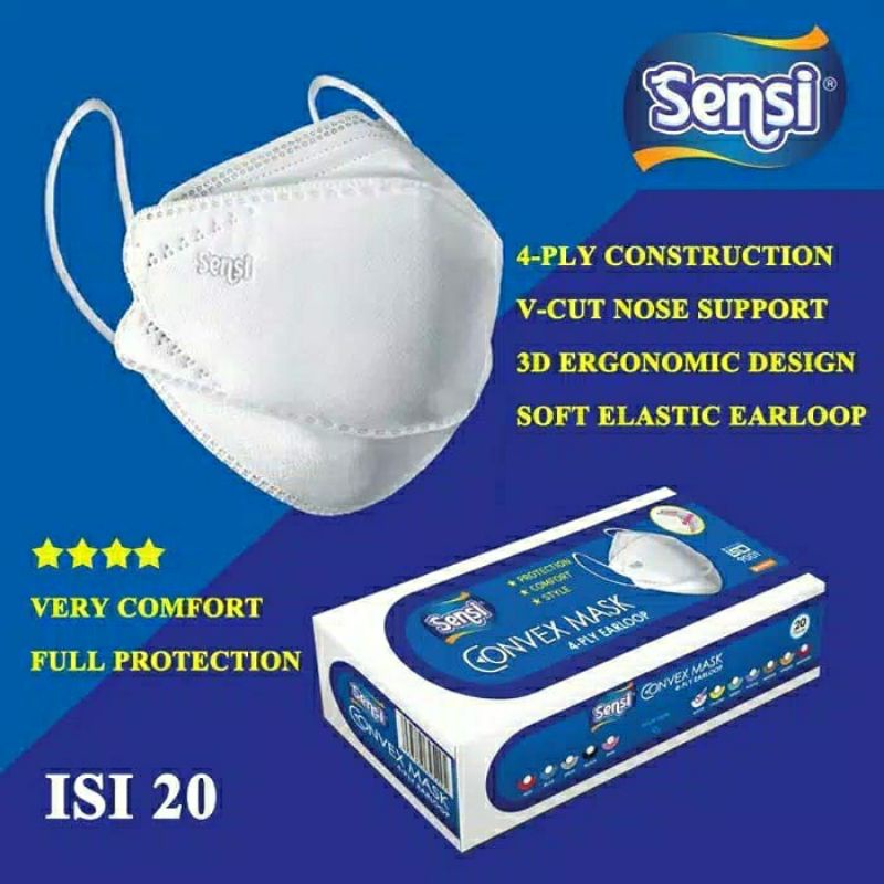 sensi convex masuk 4 ply earloop/masker sensi 4ply