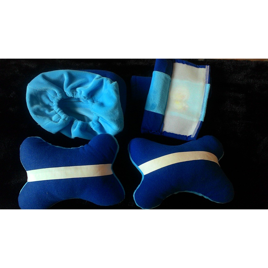 Bantal Mobil DORAEMON Biru 3in1 Car Set Interior Sandaran Kepala Headrest Doraemon Blue