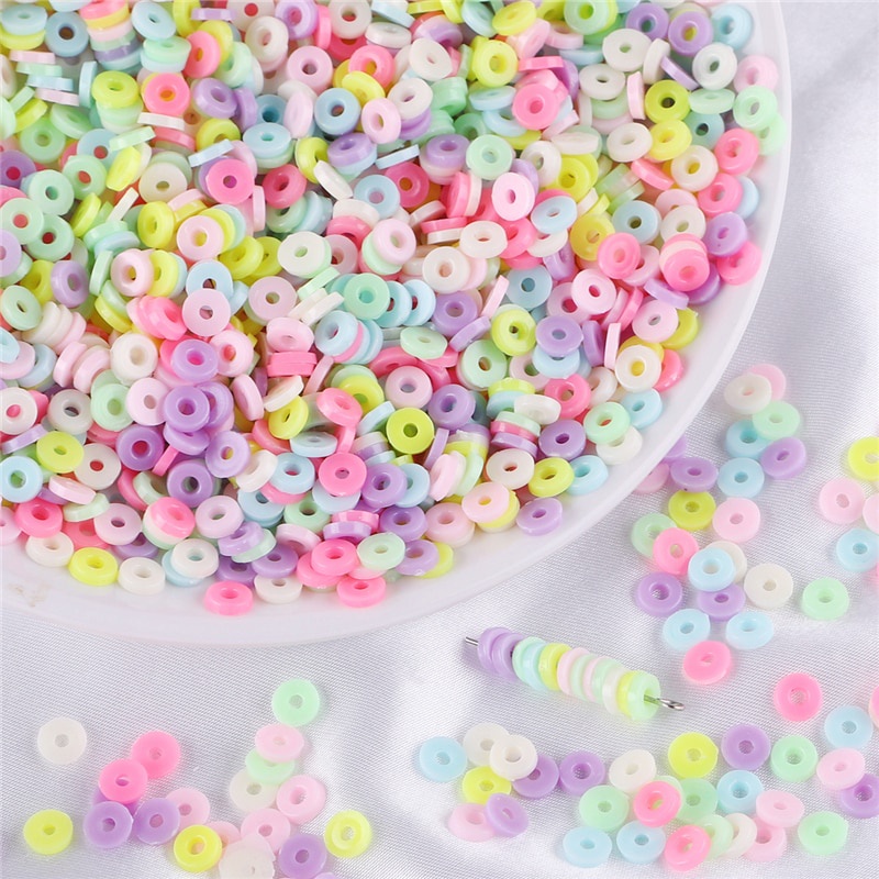 30g / Kantong 800pcs Manik-Manik Bulat Flat Polymer Resin Ukuran 6mm Untuk Membuat Perhiasan Handmade Diy