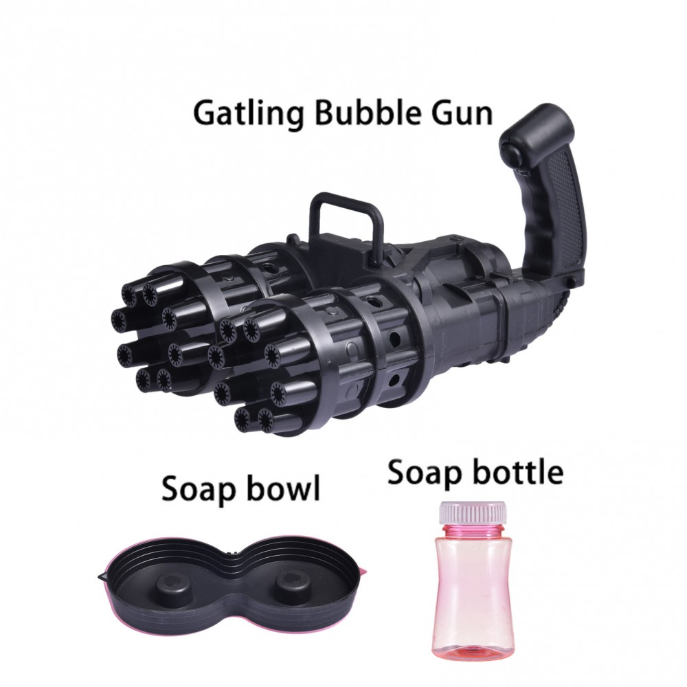 BUBBLE PISTOL GATLING GUN ELECTRICK GUN BUSA SUPER BANYAK DOLPHIN MUSIC LAMPU