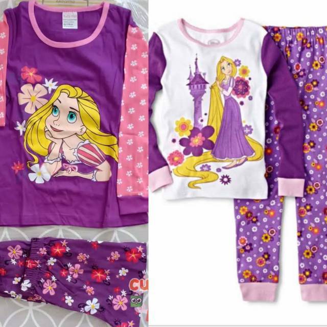 Piyama rapunzel import Baju tidur lengan panjang disney princess rapunsel