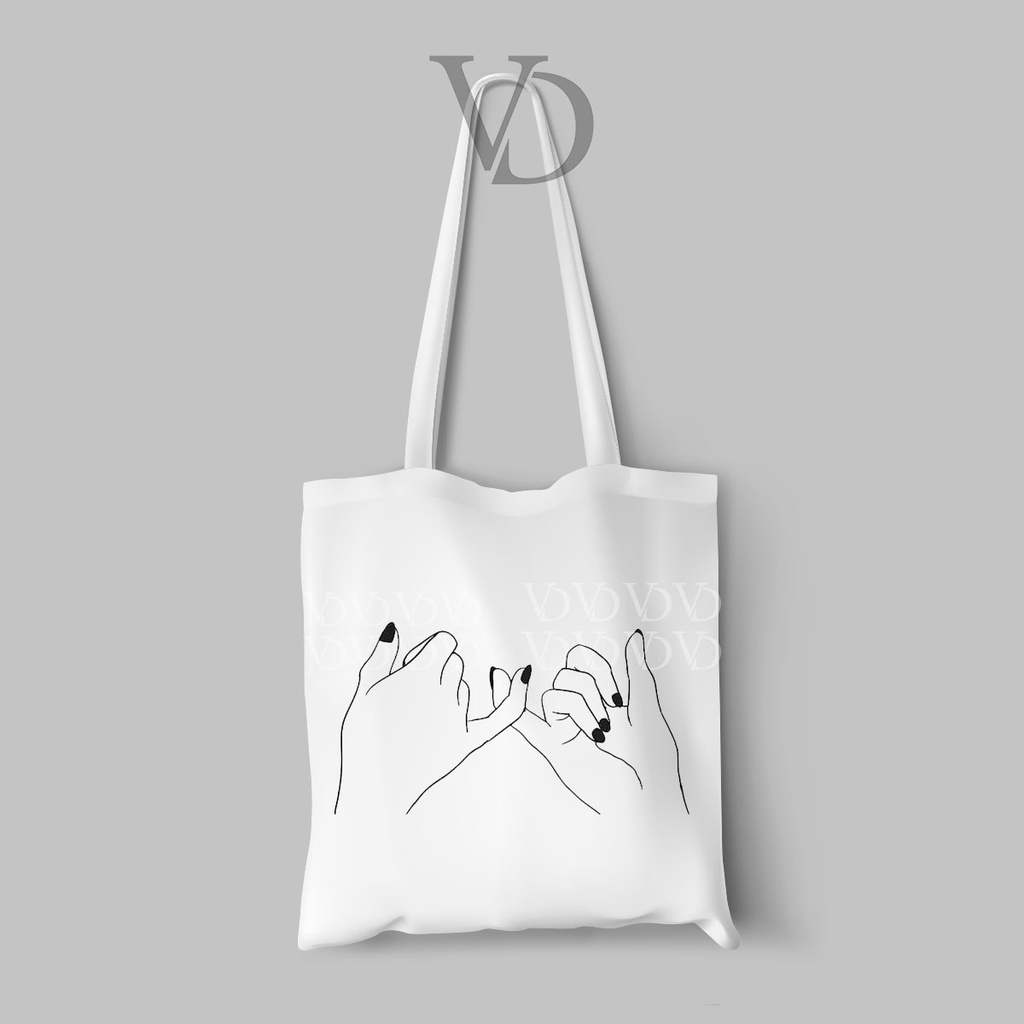 tote bag kanvas motif line art drawing / tas belanja aesthetic