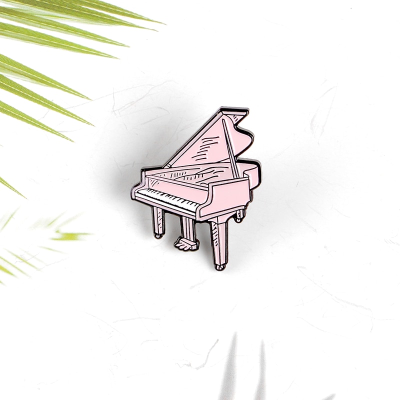 Bros Pin Enamel Bentuk Piano Warna Pink Untuk Hadiah Anak
