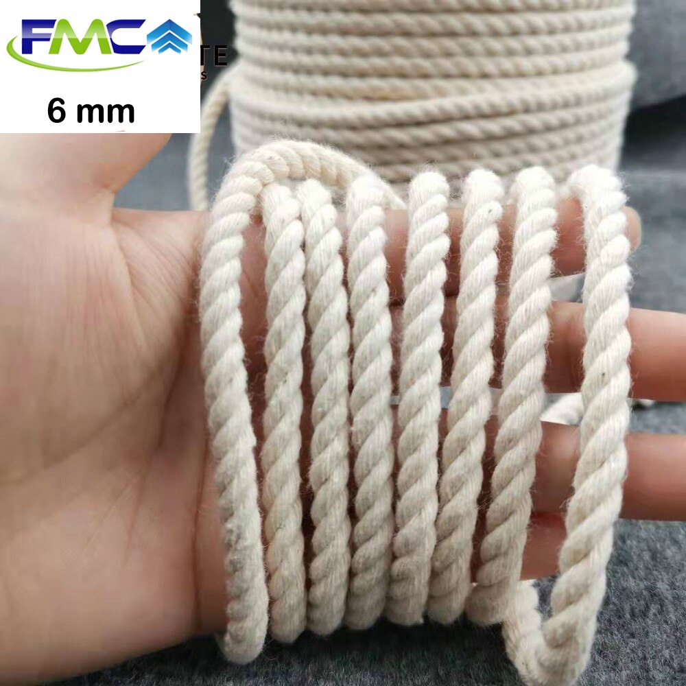 Tali Tambang Katun 6mm 8mm Kuralon Guralon Rope Bahan Kain Cotton Warna Putih  Bahan Asli Import Tampar Pengikat Barang Dekorasi Kerajinan Gantungan Tarik Tambang Outbond Pengaman Safety