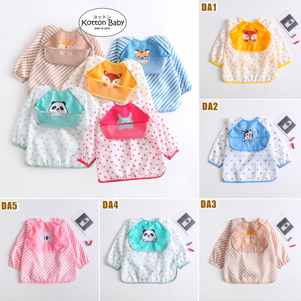 BIB BAYI BAJU BLW LENGAN PANJANG / BABY SILICONE CELEMEK MAKAN MPASI / SLABBER / TATAKAN AIR LIUR DQIN DA catalog