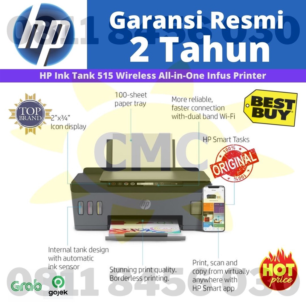 Printer Hp All in One Smart Tank 515 Print Scan Copy Wireless Resmi