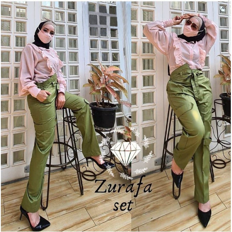 SET CELANA ZURAFA, MOSCREPE KATUN, GAMIS HIJAB MUSLIM, SETELAN