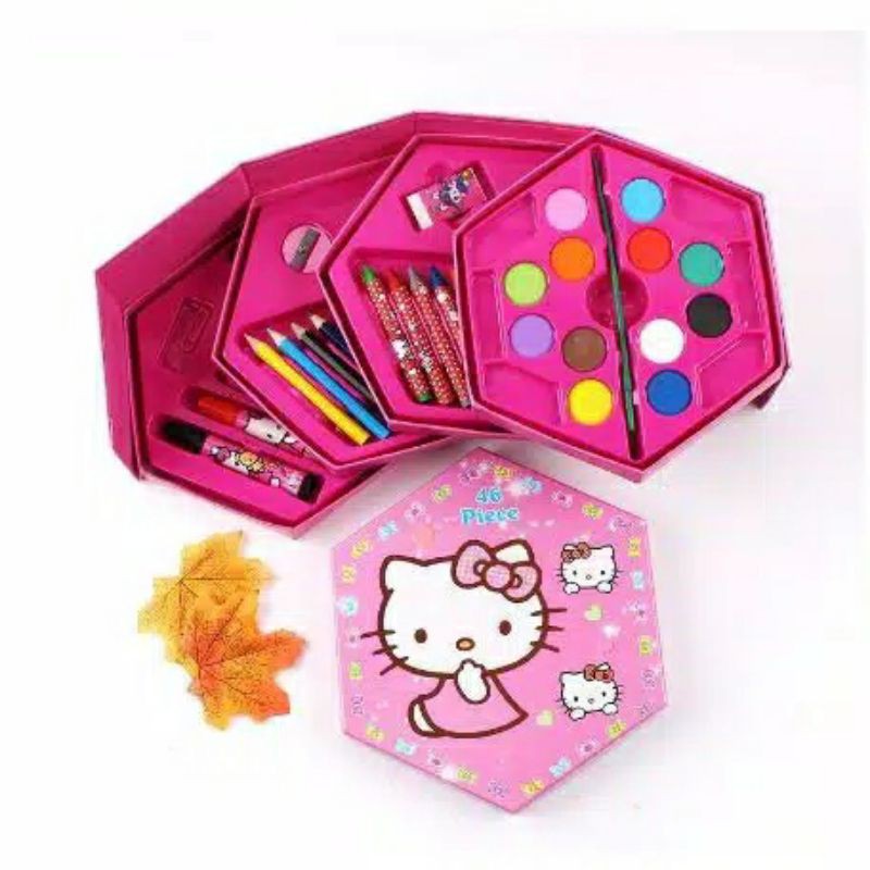 HH5 Alat Mewarnai 46pcs Peralatan Menggambar Melukis Edukasi Anak SD SMP Crayon Pensil Warna Cai Air