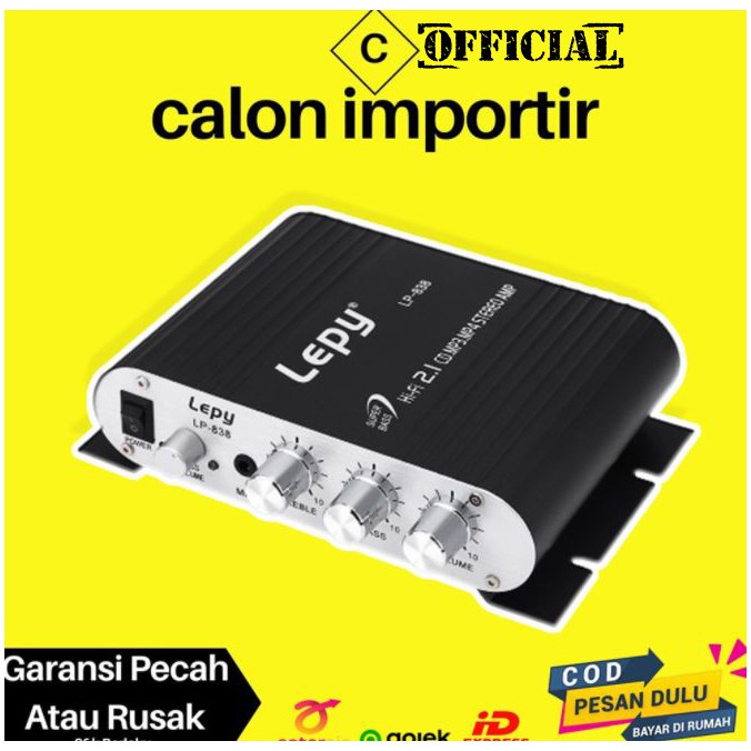 Mini Ampli Mobil Stereo Treble Super Bass Booster Mp3 Karaoke Home Theater bahan full CNC aluminium