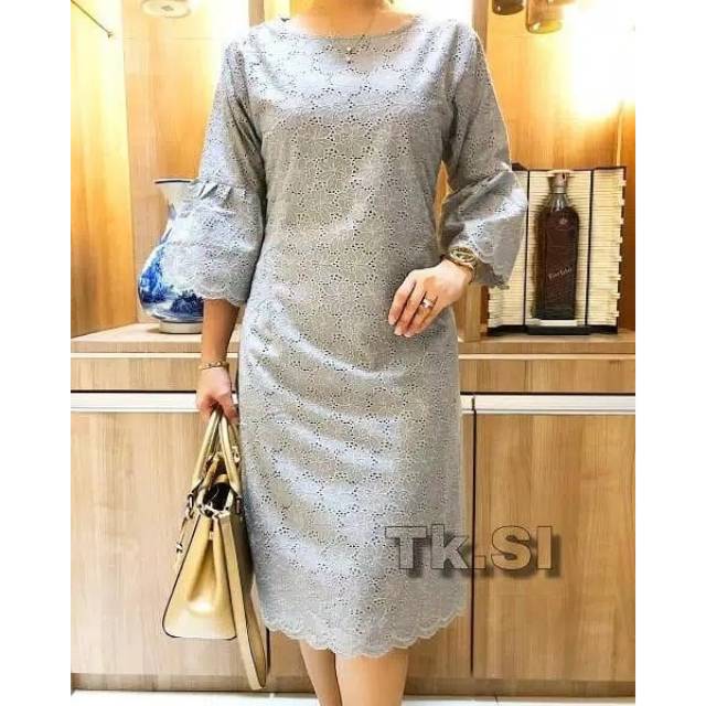 Us_ Dress  Katun Renda Pink Butik KW +furing