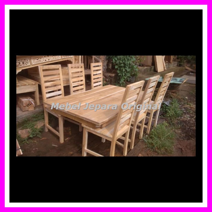 Meja Makan Minimalis Kursi 6 Jati Mebel Jepara Mentahan Murah