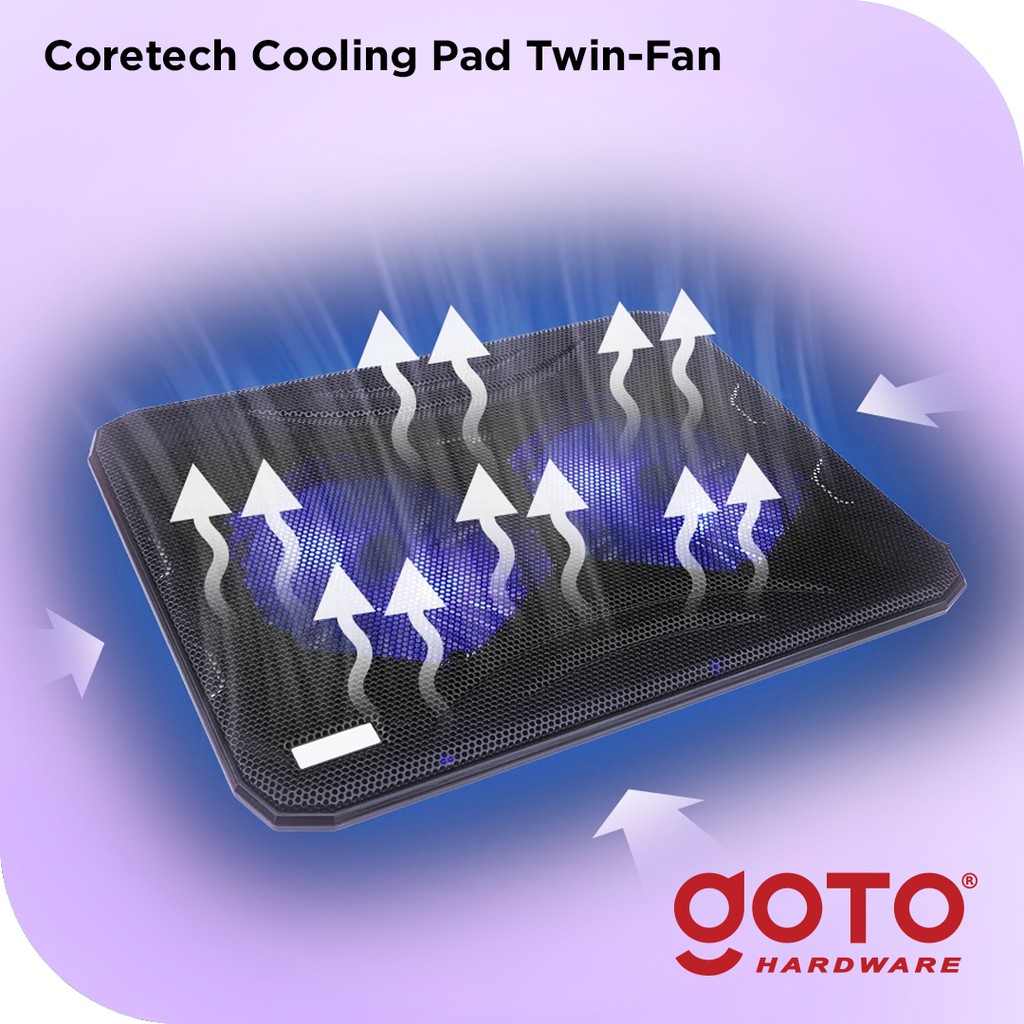 Coretech Twinfan Cooling Pad Kipas Fan Pendingin Laptop Portable-2