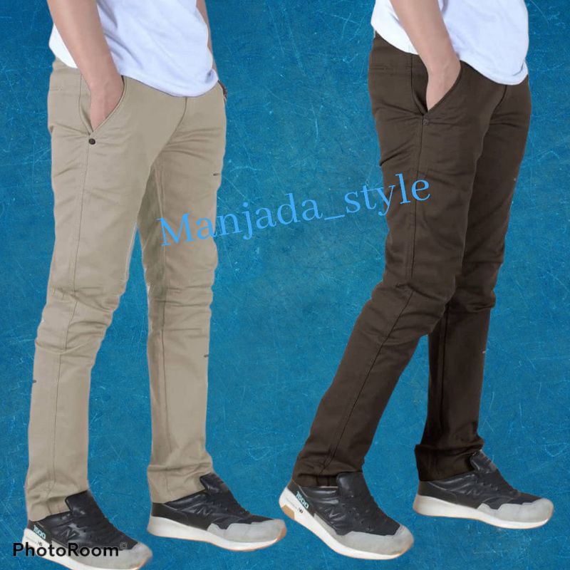 CELANA Pria SLIMFIT Panjang chino KERJA HARIAN HITAM MOCCA ABU GREY KREAM CREAM Sz 27 - 38