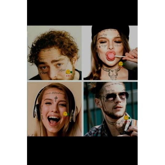 Tattoo Temporary Post Malone Halloween Face Tato Temporer Muka / Wajah