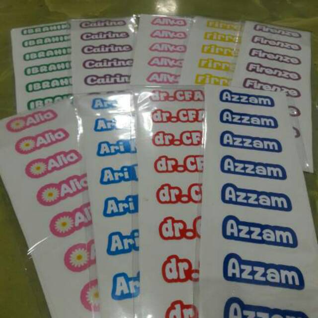 50 pcs label nama waterproof/ Cutting name sticker