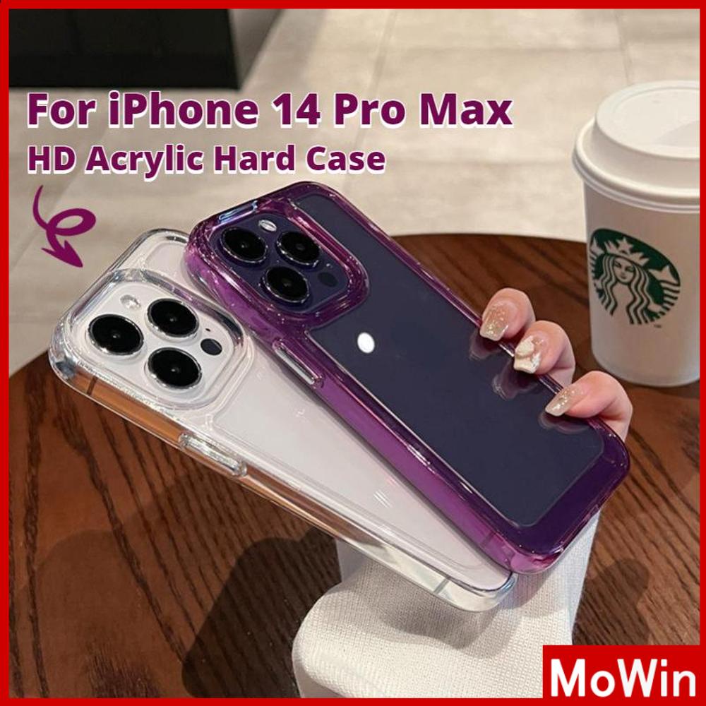 For iPhone 14 Pro Max iPhone Case HD Acrylic Hard Case TPU Frame Clear Case Plating Buttons Protection Camera Purple Black Compatible For iPhone 13 Pro max 12 Pro Max 11 xr 7Plus