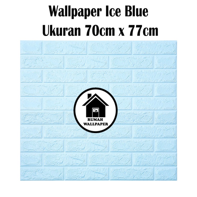 RW Wallpaper Foam Biru Muda 3D Bata Warna Biru Muda Premium Wall Paper Sticker Tebal 3MM-70cm x 77cm