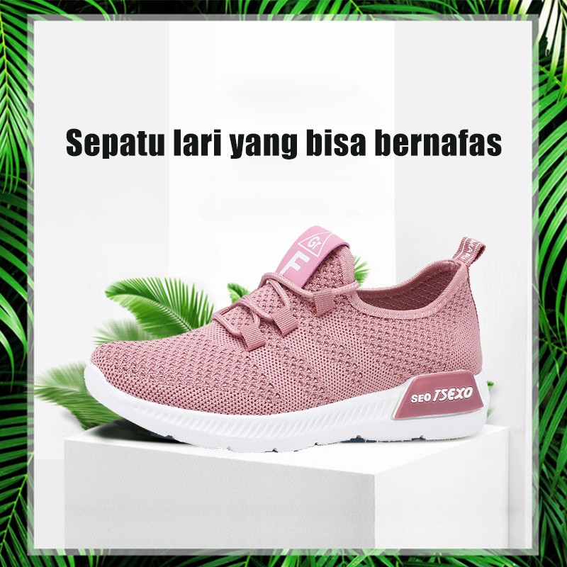 Kano style Wanita sepatu rajutan nyaman dan bernapas sepatu olahraga kasual