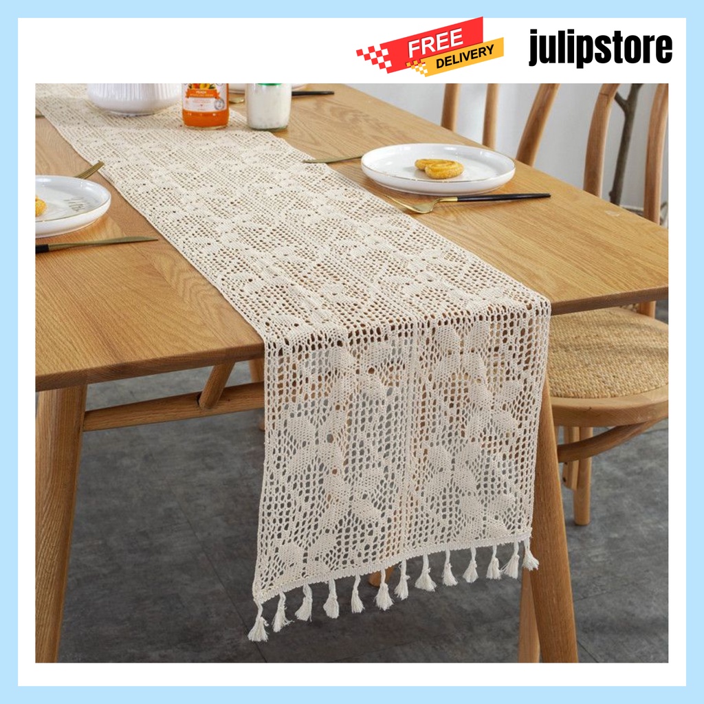[Julipstore ] Taplak Aesthetic/Taplak Meja Rajut Table Runner/Alas Meja Rajutan Klasik/Taplak Meja L