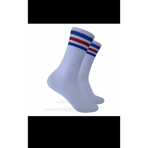 Kaos kaki Putih garis biru merah