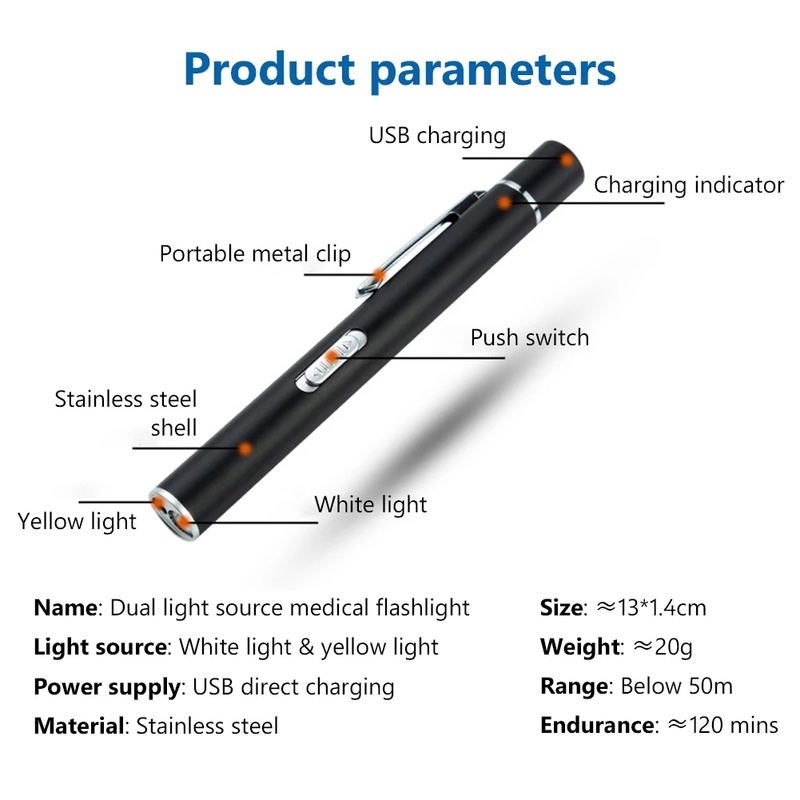 Senter Led Mini Bentuk Pulpen Bahan Stainless Steel Untuk Rumah Tangga / Outdoor