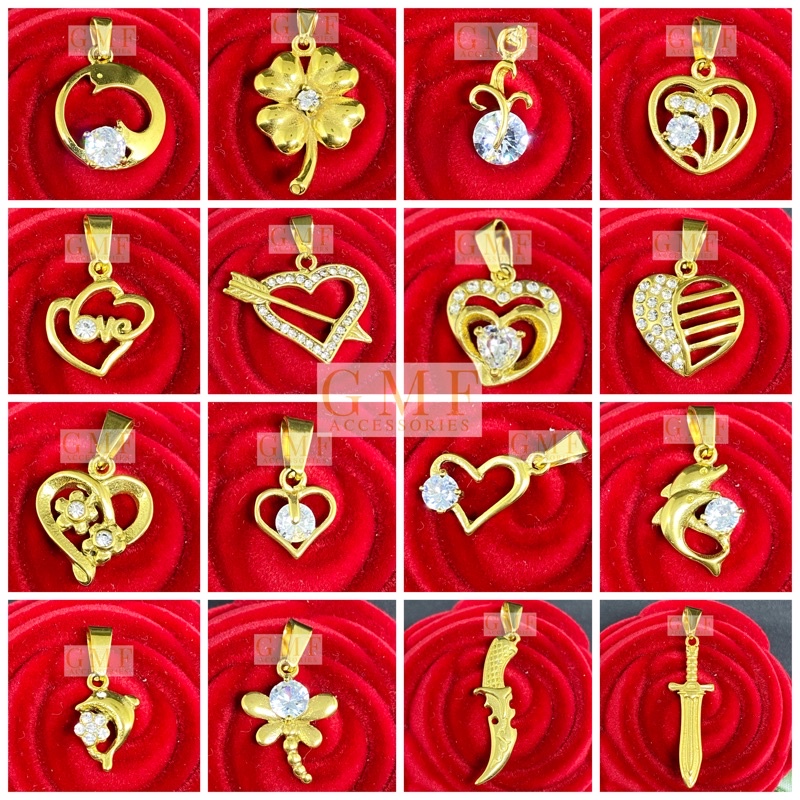 Liontin Titanium Wanita Warna Emas Gandul Kalung Bandul Kalung Leontin Pendant Gold Anti Karat Stainless Steel