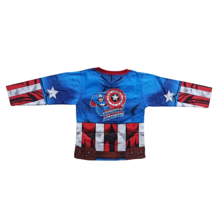 Kostum Superhero Anak Captain America Full Print Baju Topeng Tameng Baju Setelan