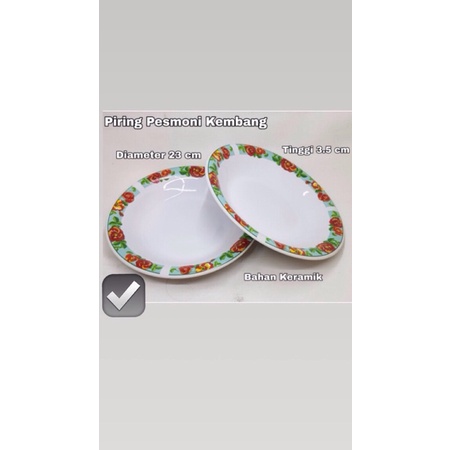 Piring keramik pesmoni motif bunga daun