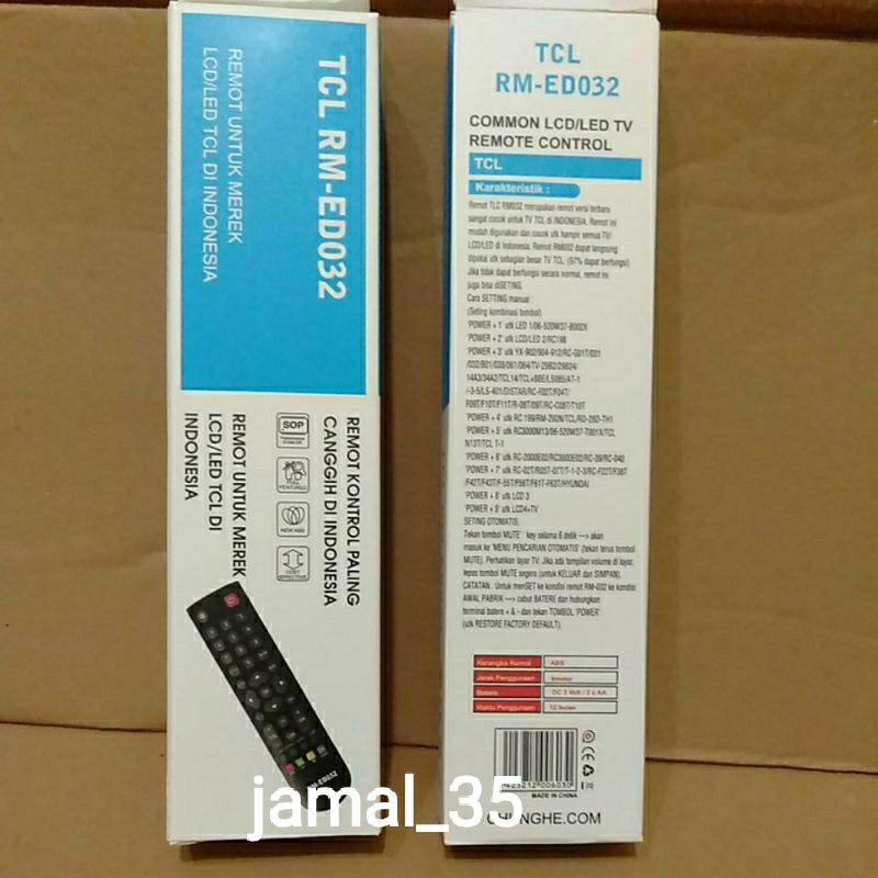 REMOT TV TCL LED/LCD/3D UNTUK SEMUA JENIS/TIPE TV TCL