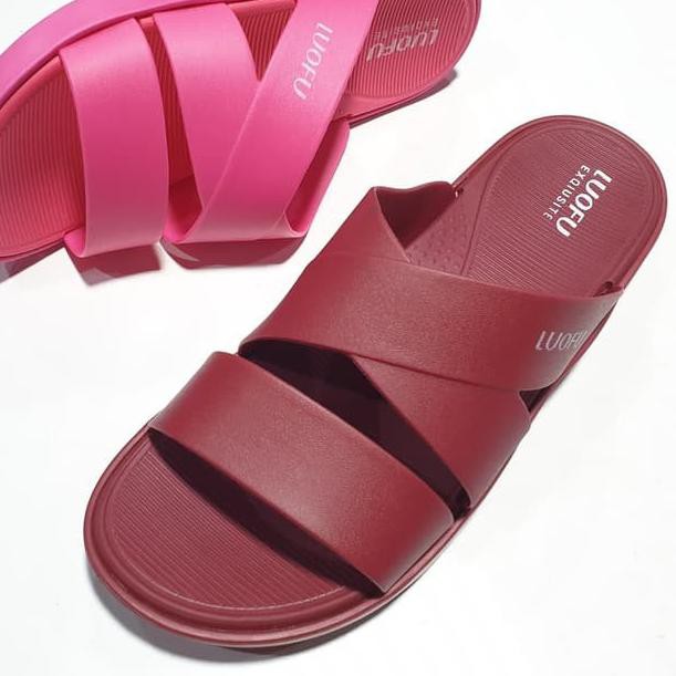 [ Murah ] TNN jelly sandal wanita luofu slop karet import E7185 ✅