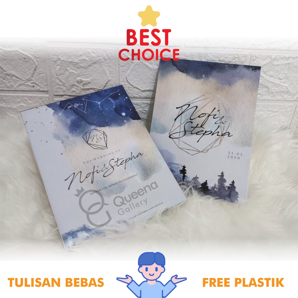 Undangan Pernikahan Watercolor Elegan dan Modern Pengerjaan Express