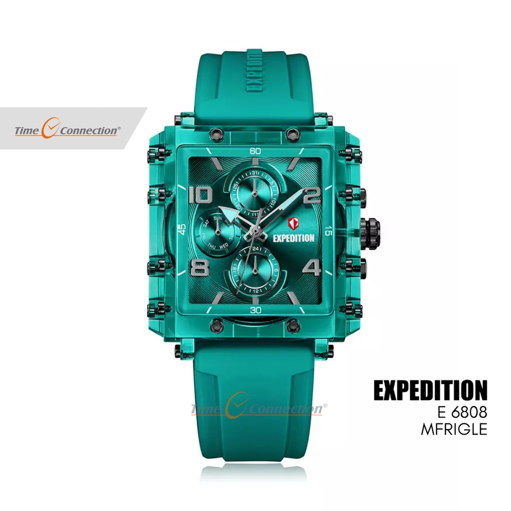 Expedition E 6808 MFRIGLE Hijau Original / Jam Tangan Wanita Pria Karet / Emerald Green Topaz Rubber