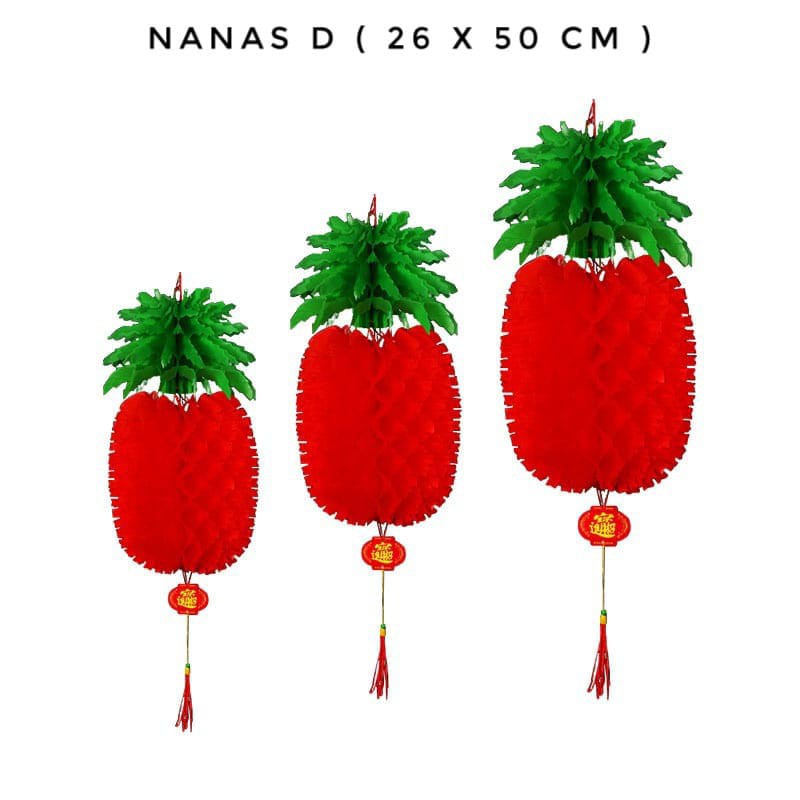 Lampion Hias Nanas Gantung Tenlung Honeycomb Hiasan Dekorasi Imlek Merah  Aksesoris Chinese New Year