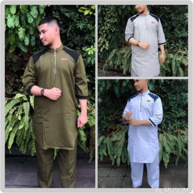 Al muslim Setelan ikhwan lengan 3/4 / baju setelan Al muslim