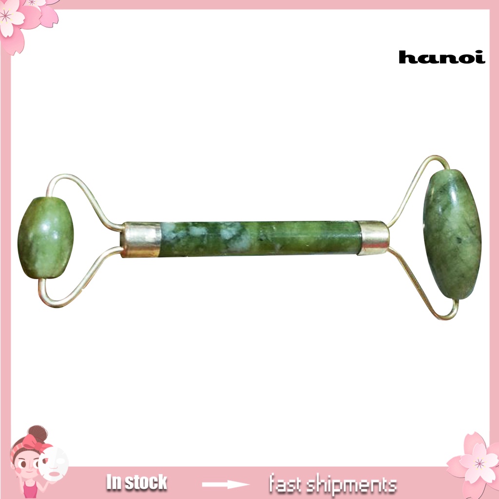 HQTM_Dual Head Faux Jade Roller Face Neck Lifting Slimming Massager Skin Beauty Tool