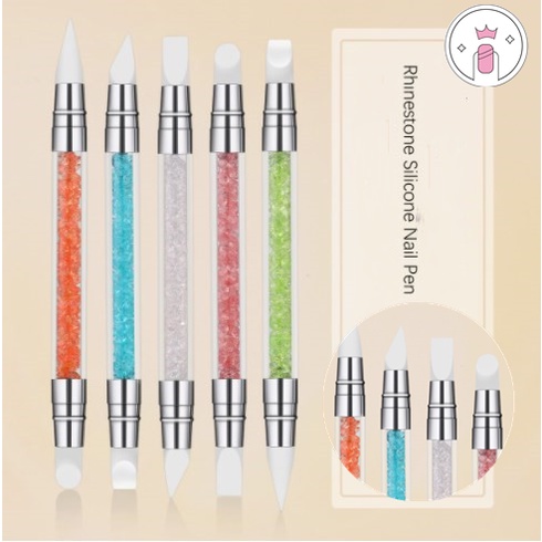 [KUKU PALSU] 1Pc Nail Art Brush Dotting Tools 2 Way Sculpture Pen Silicone Head Carving Craft , .