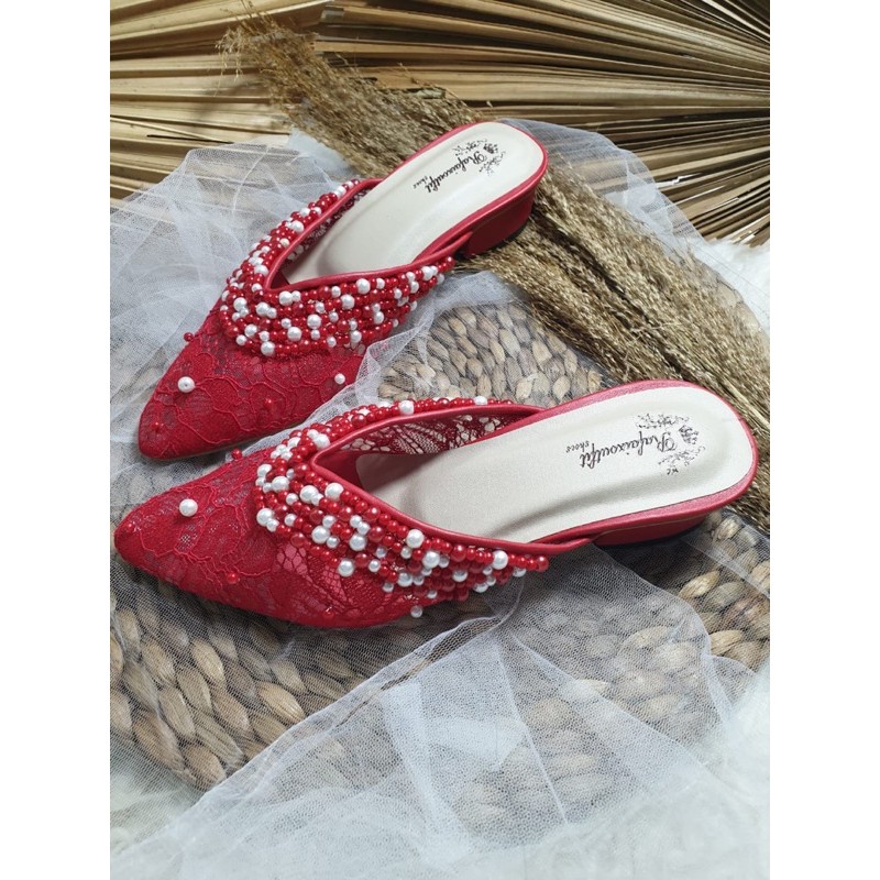 sepatu kathy merah cabe hak tahu 3cm